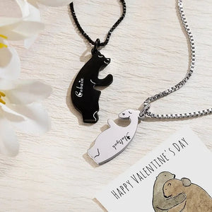 Personalized Polar Bear Necklaces Cute Bear Couple Anniversary Valentine's Day Gift