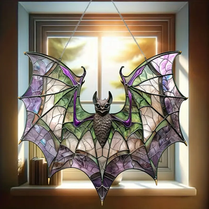 Bat Purple Acrylic Window Hanging, Indoor Decor, Bat window decor, Halloween Gift, Garden Gift