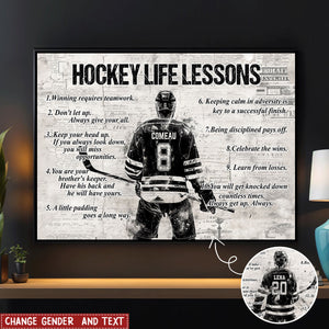 Personalized Hockey Life Lessons Poster- Gift For Hockey Lovers