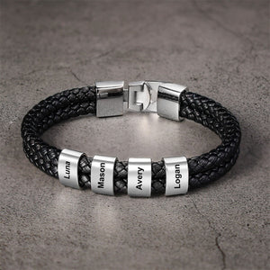 Man Leather Braided Bracelet - Gift For Dad,Grandpa