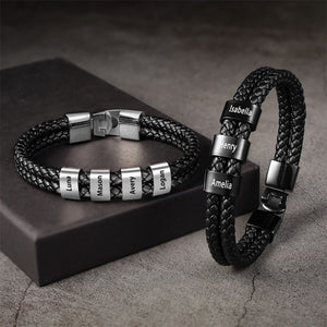 Man Leather Braided Bracelet - Gift For Dad,Grandpa