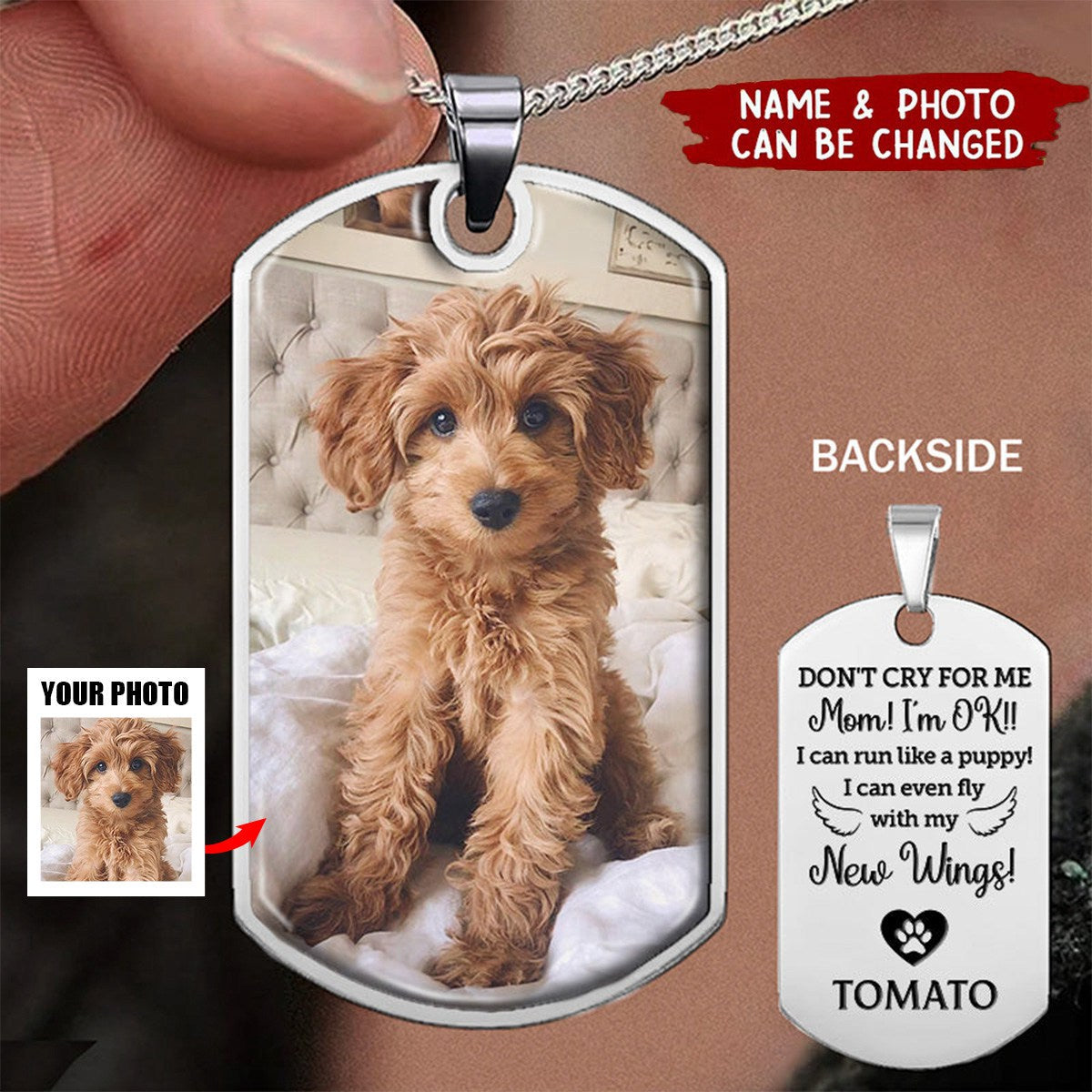 Custom Photo Don't Cry For Me - Memorial Personalized Custom Necklace - Gift For Pet Owners