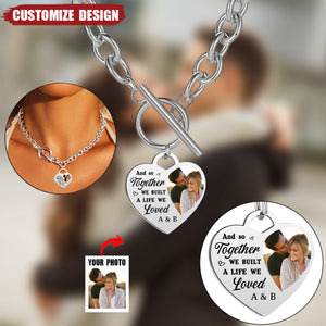 My World is Next To You - Personalized Heart Charm Necklace - Gift For Couple