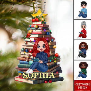 2024 New Release Christmas Book Tree Name-Personalized Ornament-Book Lover Gift, Bookworm Gifts