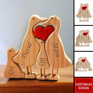 Personalised Duck Family Wooden Puzzles - Gift For Family